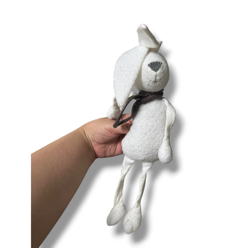 White Bunny Lovey with Grey Scarf Bout'chou Monoprix 15"